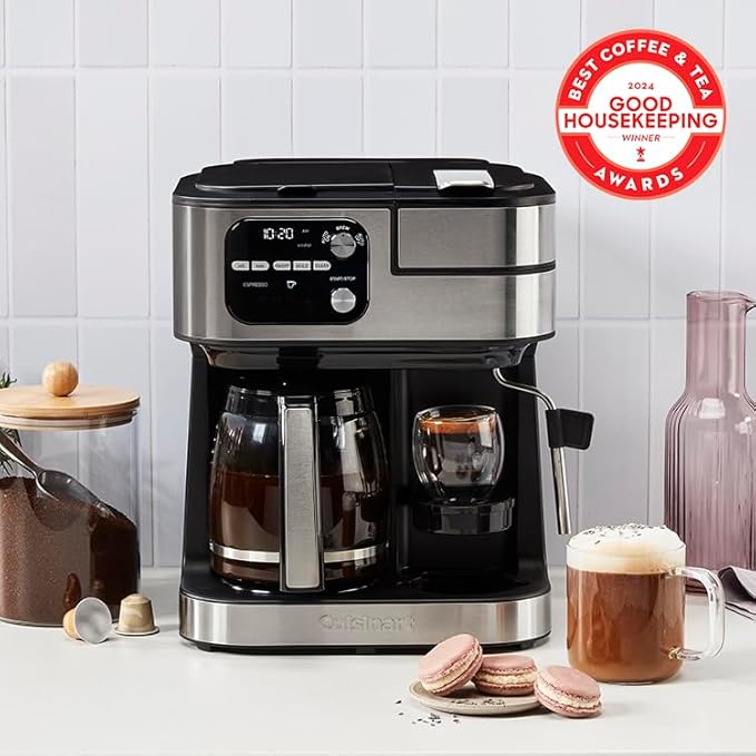 Cuisinart Coffeemaker, Coffee Center Barista Bar 4-In-1 Coffee Machine, Single-Serve Coffee, Espresso & Nespresso Capsule Compatible, 12-Cup Carafe, Black, SS-4N1NAS